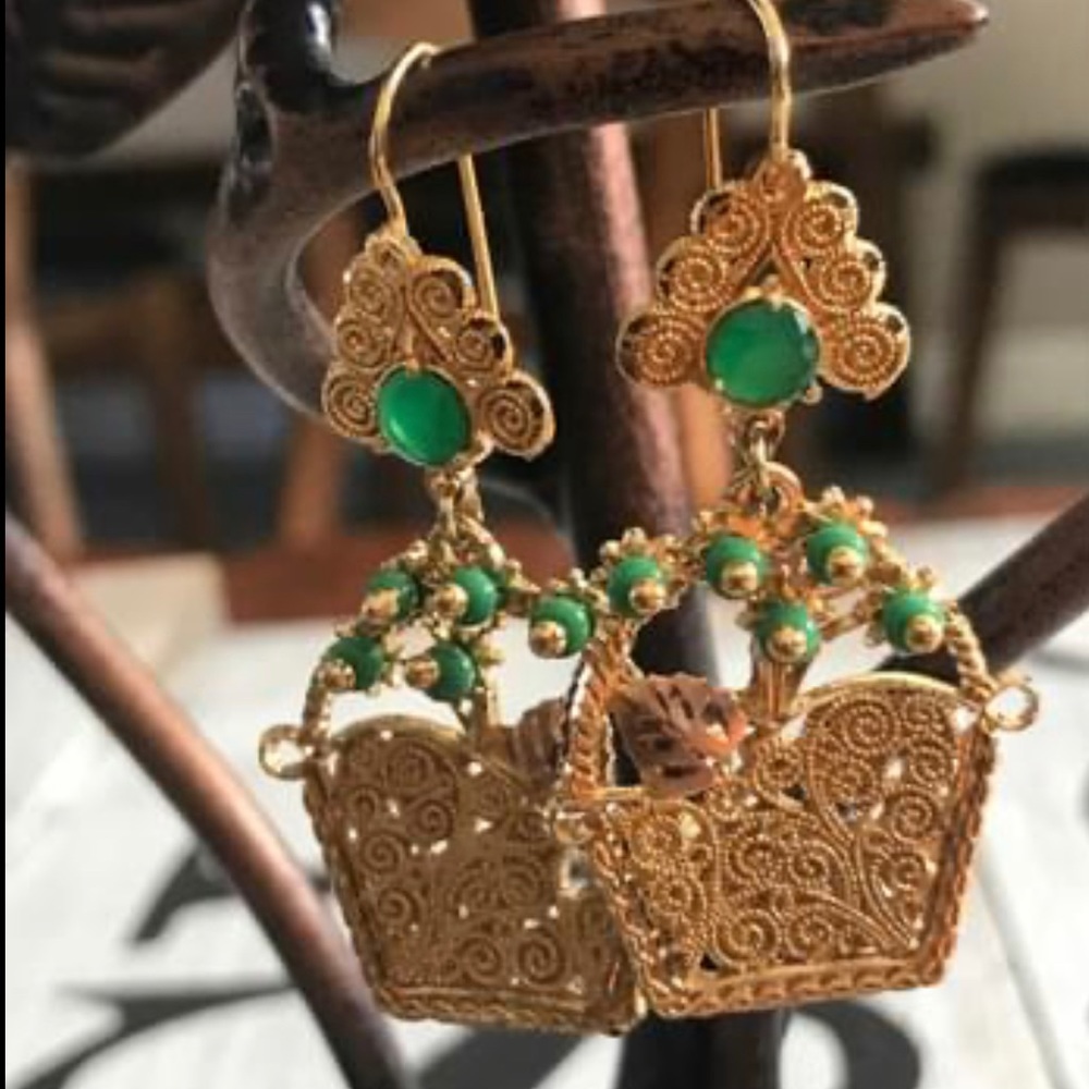 Classic Gold Plated Pendant Drop Earrings